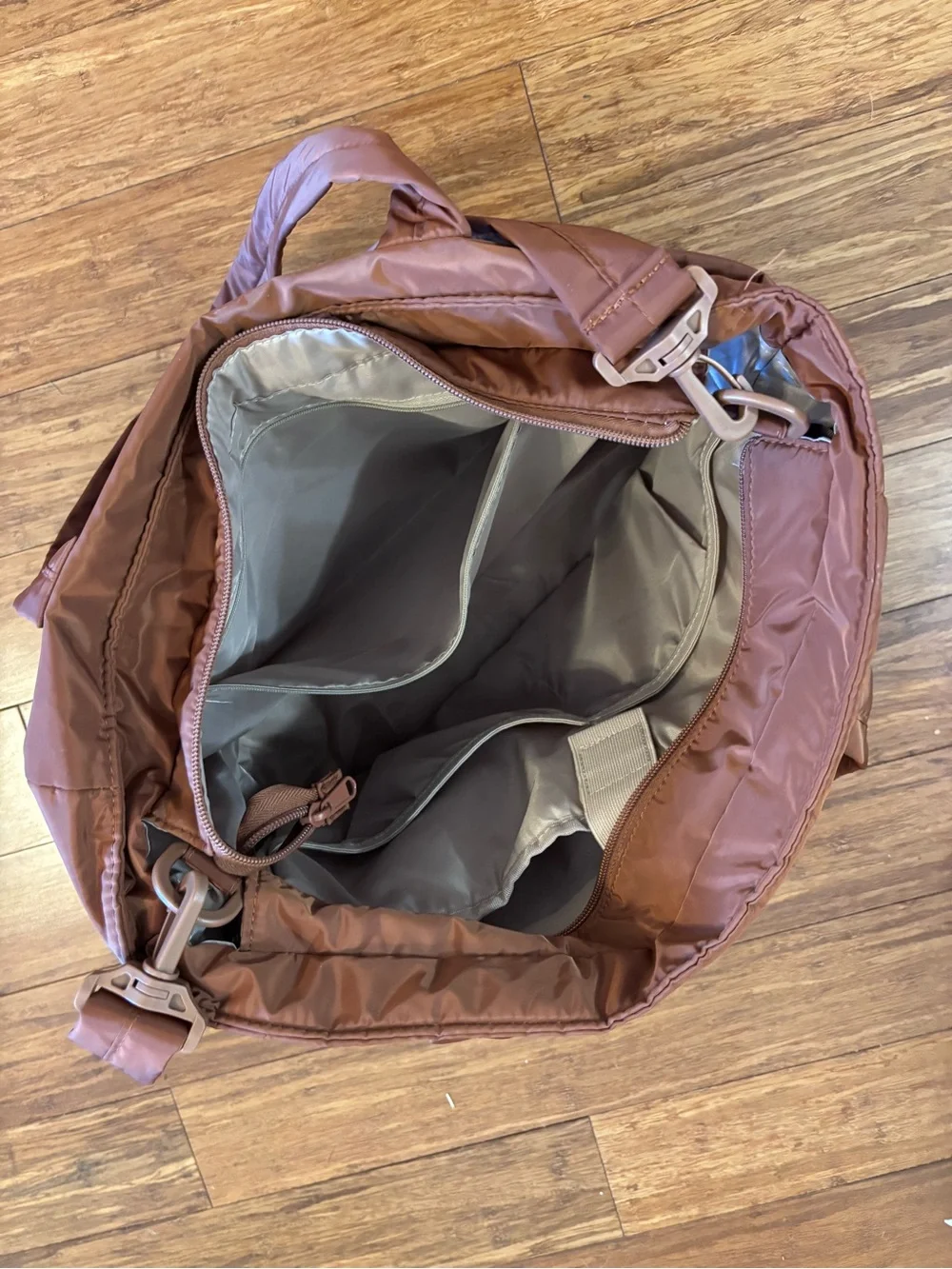 Quilted Laptop Tote in Chestnut Brown with Removable Strap